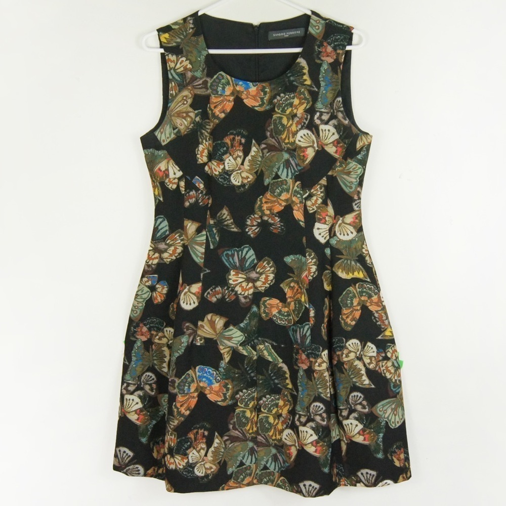 SANDRO FERRONE Black Spring Summer Butterfly Midi  Dress